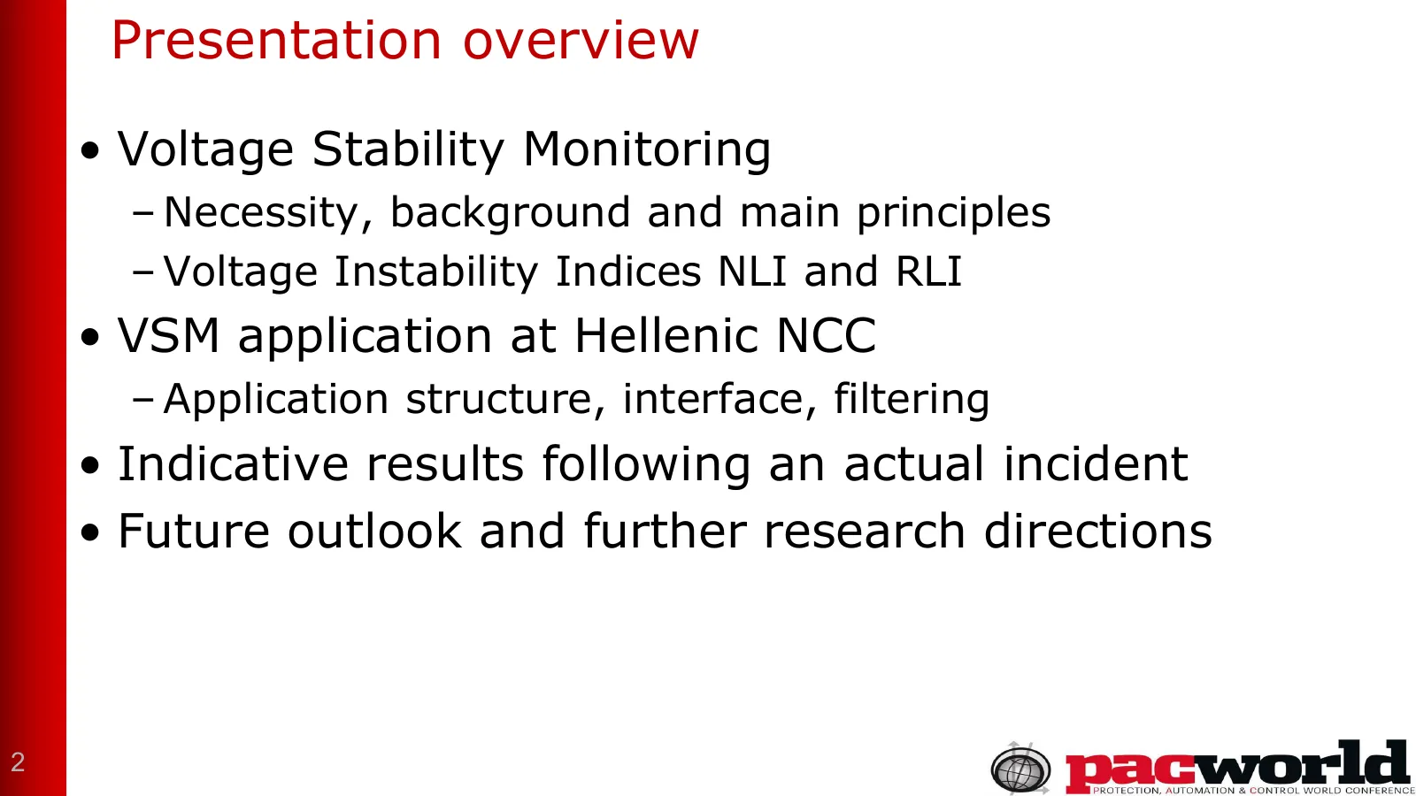 Presentation overview