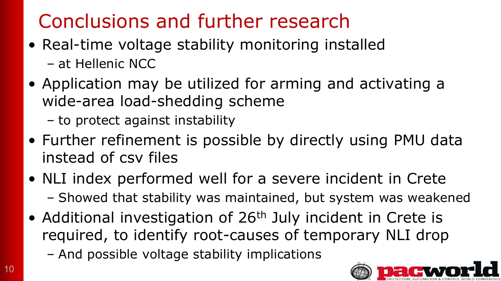 Conclusions and further research