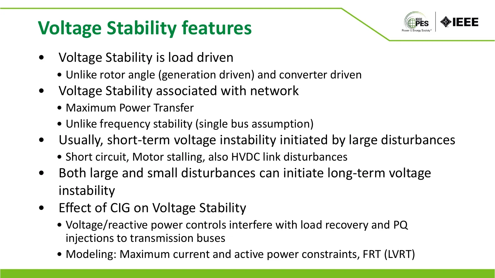 Voltage Stability features